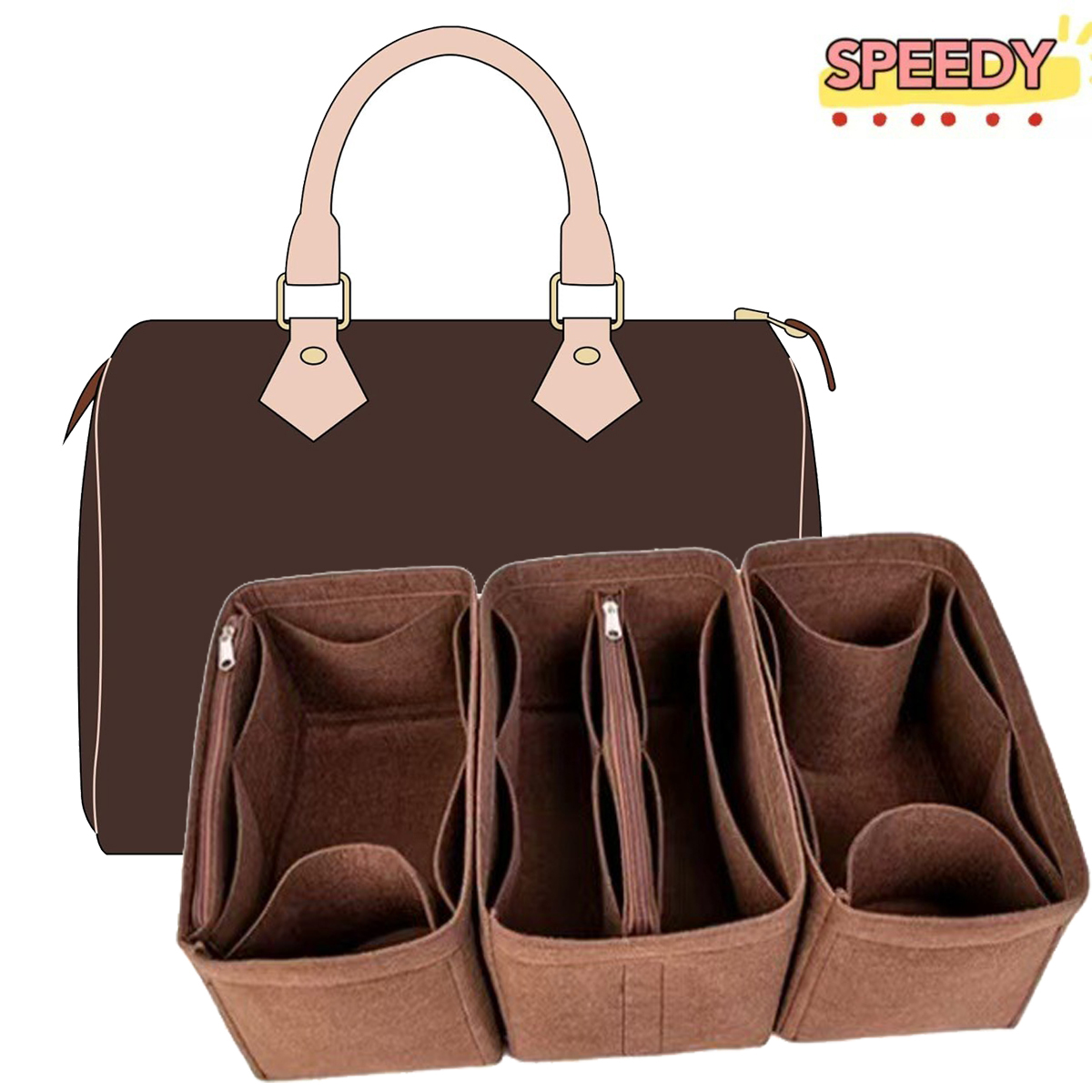 Backpack Insert Organizer - Detachable Felt Purse Insert Organizer for
