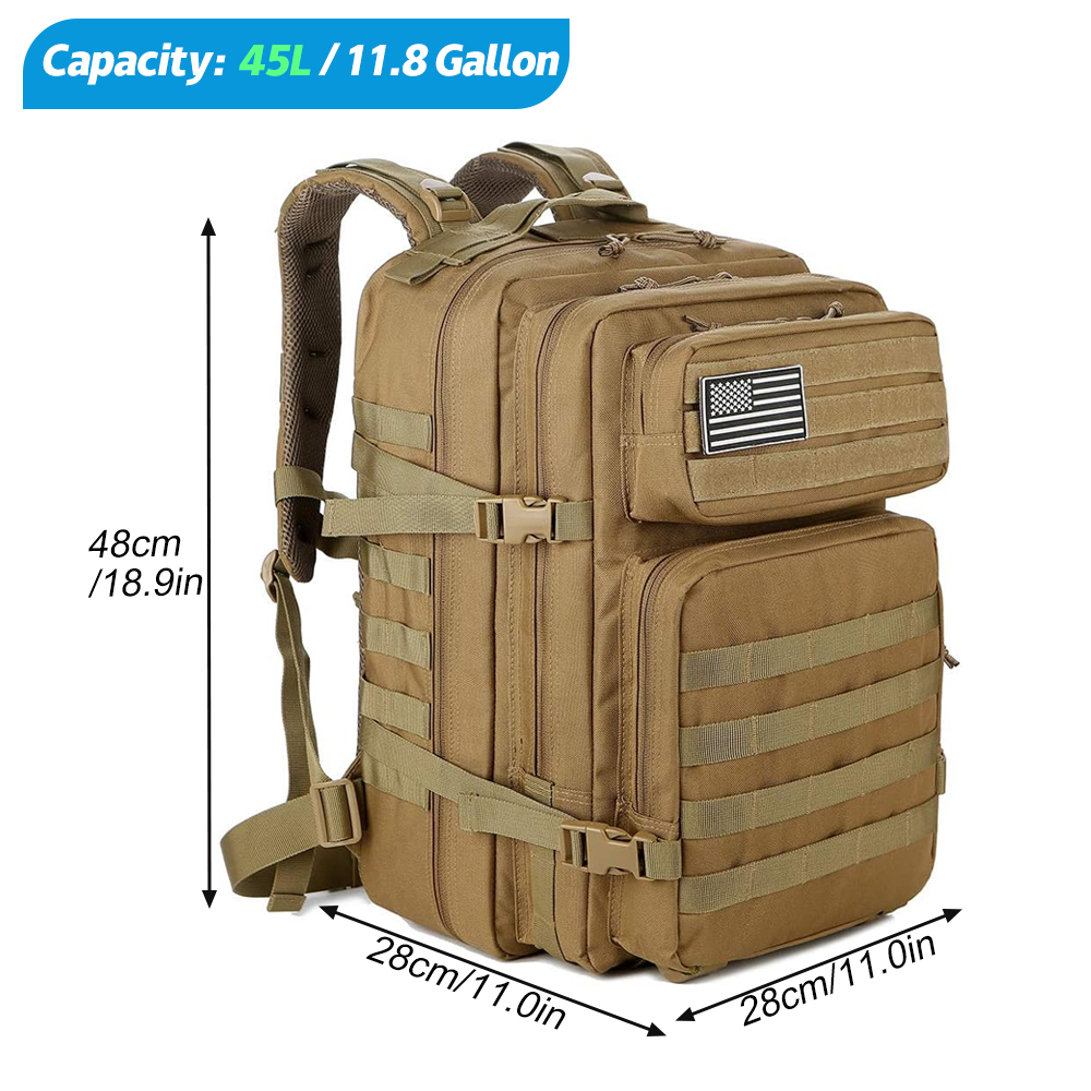 45L Tactical Backpack For Men  - Rucksack Military Style recension och pris