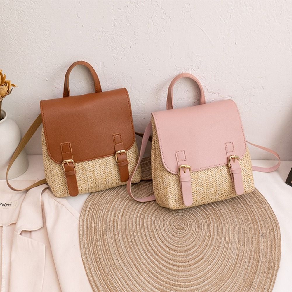Fashion PU Leather Straw Backp - Leather Backpack Vintage recension och pris